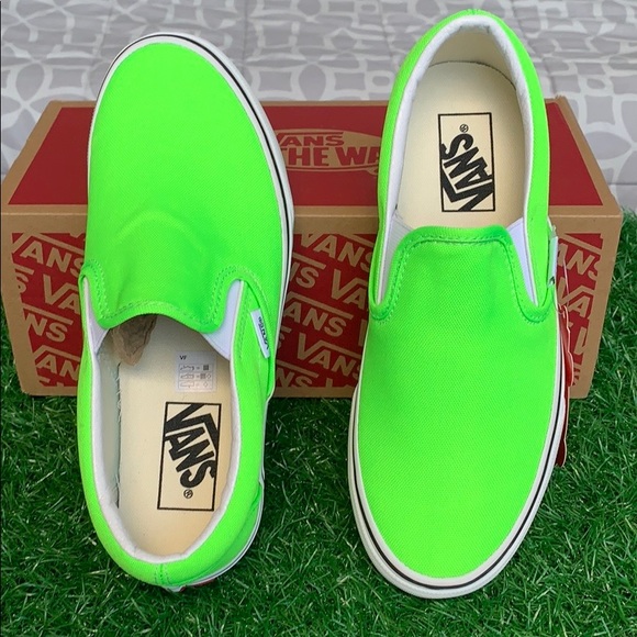 VANS CLASSIC SLIP-ON NEON GREEN GECKO/TRUE WHITE W - Picture 9 of 16